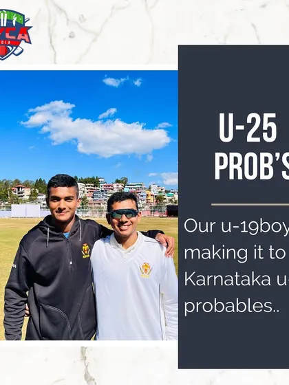 Moving up the ranks. Our U-19 players, Aashish Mahesh and Mohsin Khan, have earned a spot in the Karnataka U-25 probables for the CK Nayudu Trophy after their top performances.