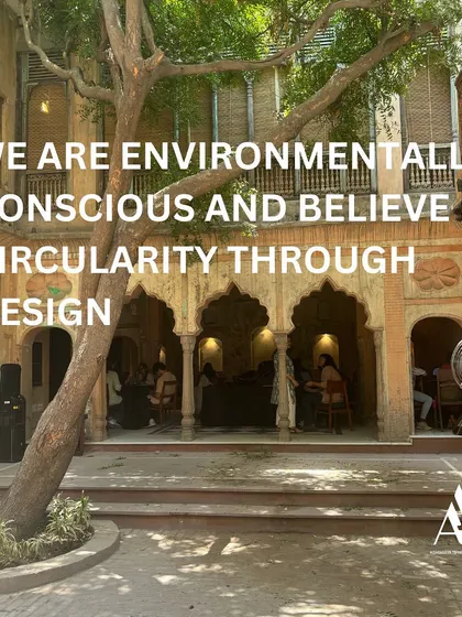 Our design philosophy is rooted in environmental consciousness and circularity. This restored haveli courtyard, with its repurposed elements and focus on sustainability, embodies our commitment to creating spaces that are both beautiful and responsible.