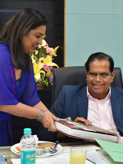 A proud moment presenting the "Ancestral Homes of Tulunadu" book to Chairman Shri Dayananda Pai. It is vital for us to share this research with leaders who can champion the cause of heritage preservation.