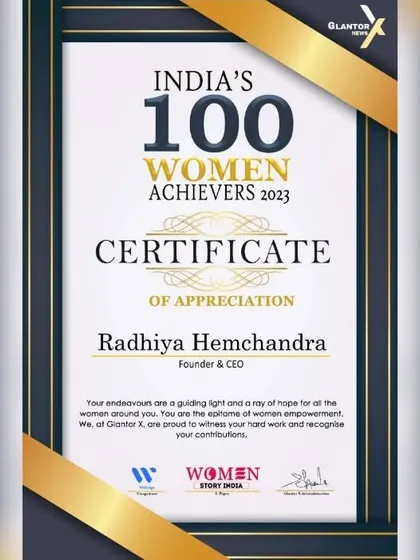 This certificate for being one of India's 100 Women Achievers is a testament to the power of following your passion. I am proud to represent women entrepreneurs in the pet industry.