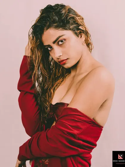 A raw and emotional portrait exploring the theme of 'DEPRESSION'. The wet-hair look, the off-shoulder styling, and the intense, vulnerable gaze are used to convey a powerful and unfiltered emotion.