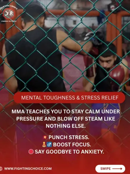 MMA is one of the best ways to build mental toughness and relieve stress. It teaches you to stay calm under pressure and blow off steam like nothing else. Punch stress and say goodbye to anxiety.