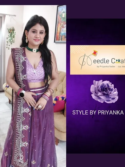 Imagine turning an old saree into a brand new lehenga for an upcoming wedding. That's exactly what I did here, crafting this gorgeous purple lehenga with a modern blouse, giving new purpose to a sentimental fabric.