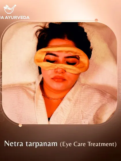 Netra Tarpanam is a rejuvenating eye care treatment. A dam made of dough is placed around the eyes and filled with lukewarm medicated ghee to nourish and strengthen the eyes, improving vision and relieving strain.