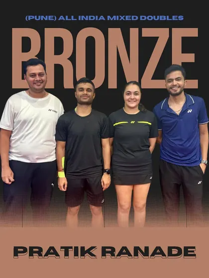 Pratik Ranade with his bronze medal from the Pune Senior All India tournament. Our players consistently perform and win medals at the national level.