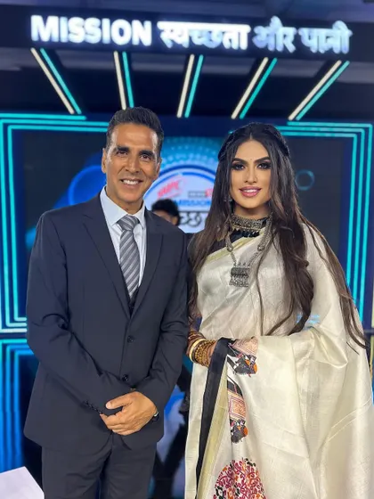 Sushant Divgikr with Akshay Kumar at the 'Mission Swachhta Aur Paani' event. I created a polished and sophisticated look for this important social initiative.