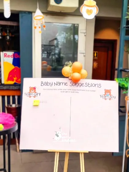 Another fun game for the baby shower was 'Baby Name Suggestions', where guests could write their favorite names for a boy or a girl.