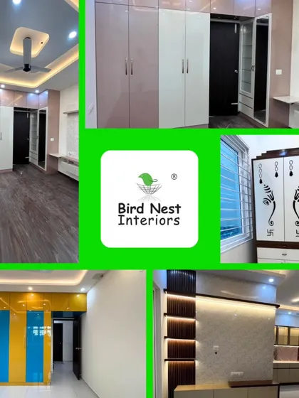 This project collage includes a glimpse of a unique pooja unit with decorative doors featuring Ganesha motifs and Swastik symbols, showcasing our ability to create culturally significant designs.