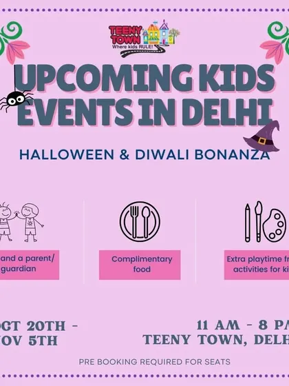 Our Halloween & Diwali Bonanza event poster. This shows how we package our festival celebrations, offering complimentary food and extra playtime for a complete family outing.