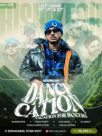This is my individual feature poster for the Rishikesh 'Dance Cation'. It was an amazing experience to be the official DJ for a multi-day dance vacation filled with workshops and parties.