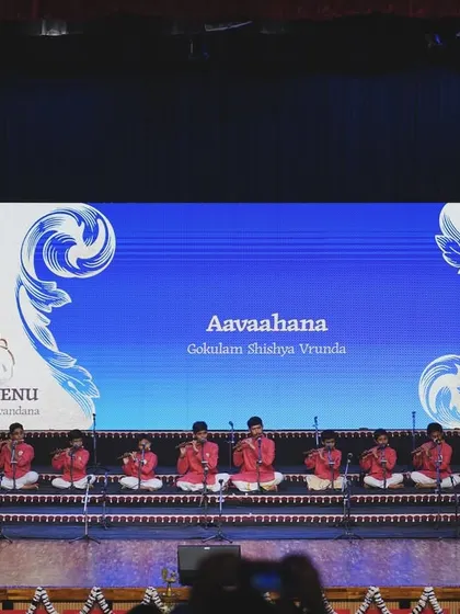 This moment is so precious. It shows the students of my Appa, Vidwan H S Venugopal, performing at a celebration of his 50-year musical journey. This is our Guru Parampara, the teacher-student tradition that I come from and continue to share in my own teaching.