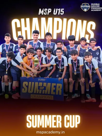 Champions! Our U15 team celebrates their victory in the Summer Cup.