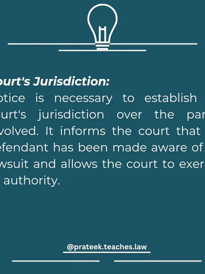 This post explains that a notice is necessary to establish the court's jurisdiction over the parties involved in a lawsuit.