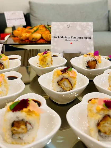 Rock Shrimp Tempura Sushi, a crunchy and spicy roll that was a highlight of a "Games Night" themed sit-down dinner.