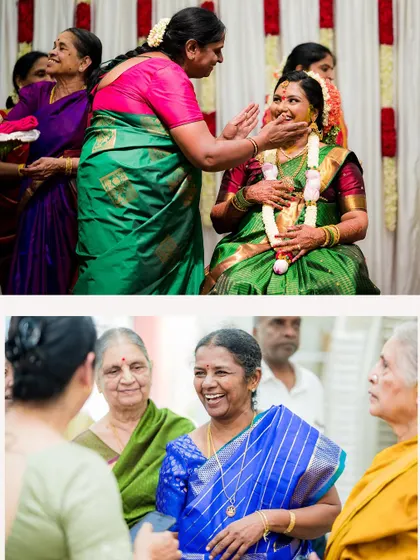 The joy of family during a baby shower, with a mother blessing the mom-to-be and guests sharing laughter. These are the community moments we love.