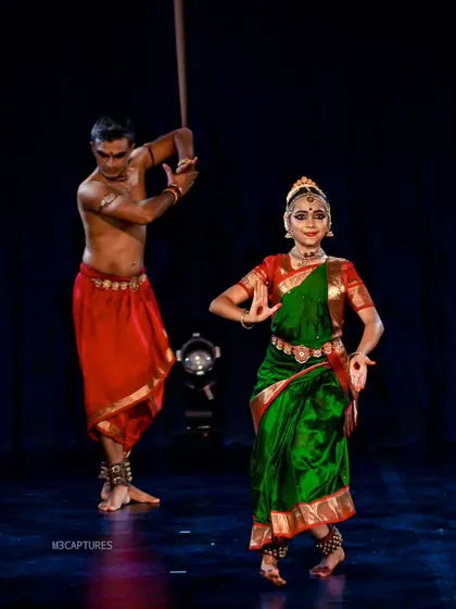 A moment from 'SUTÃ' where I use a prop to symbolize my role as a father. The dance tells the story of Parvati's birth from the perspective of her father, Himavaan.