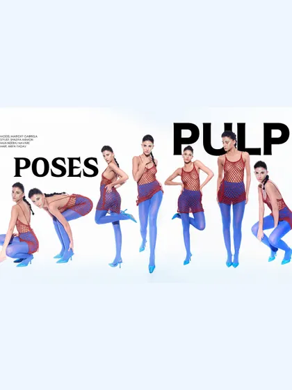 A multi-pose layout for Pulp Magazine. This format is great for showing a model's range and the dynamic energy of a collection.