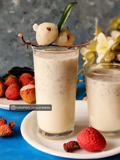 A refreshing Litchi Milkshake, showcasing the delicate flavor of fresh litchis. This is a perfect welcome drink for a summer celebration.