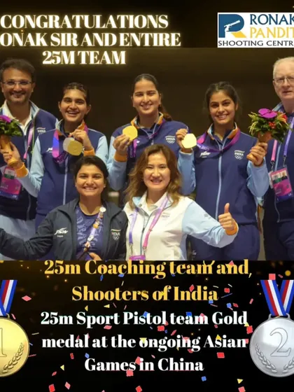 A moment of immense pride as our 25m Sport Pistol women's team wins Gold at the Asian Games in China. This victory is a testament to the collective strength, focus, and coordinated effort of our athletes and the entire coaching team. We build not just individual champions, but winning teams.