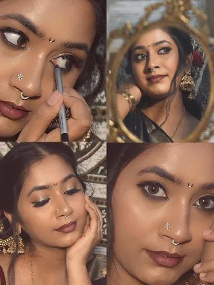 A collage from my vintage inspired photoshoot. I love creating these aesthetic moments that capture the beauty of traditional Indian style.