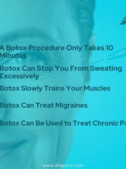 Here are five facts you might not know about Botox. It's a quick 10-minute procedure that can also be used to treat migraines, excessive sweating, and chronic pain.