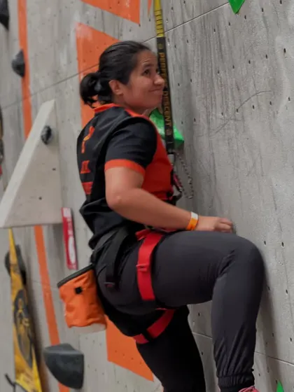 A competitor focuses during the 'Warrior of the Wall' event. Our competitions are a great way to test your skills in a supportive and energetic environment.