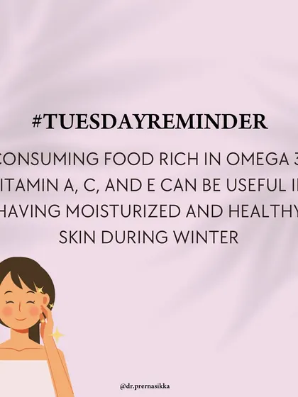 To maintain healthy, moisturized skin during the winter, focus on your diet. Consuming foods rich in Omega-3 fatty acids, Vitamin A, Vitamin C, and Vitamin E can help nourish your skin from the inside out.