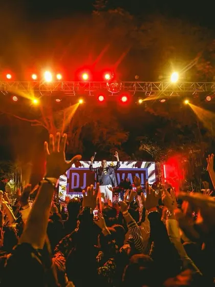 The view from my console at The Lalit Ashok Bangalore for a massive New Year's Eve celebration. I thrive on connecting with a large audience, keeping the energy high and the dance floor full all night long.