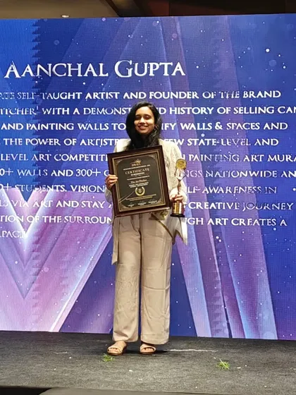 I was extremely thrilled to win the award for Best Art Entrepreneur at the Bangalore Women Brand Awards. It was a truly memorable moment and a wonderful recognition of my journey with The Art Pitcher.