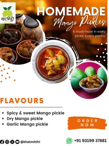 I offer several types of homemade mango pickles, from spicy and sweet to dry and garlic-infused. There is a mango pickle for every taste.
