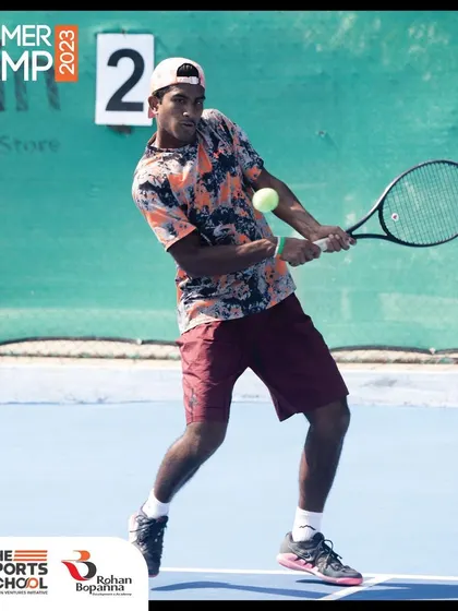 An advanced player demonstrates perfect form during a Summer Camp drill. Our camps cater to various skill levels, from beginners to experienced players looking to sharpen their game.