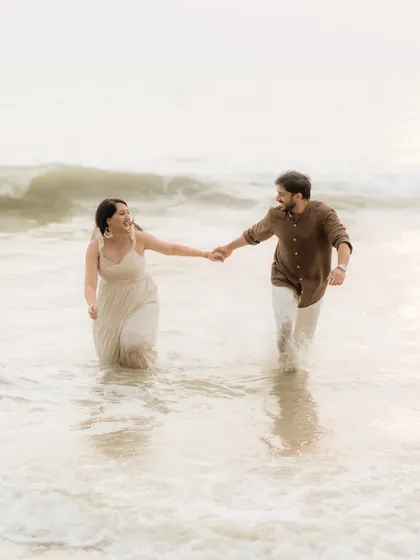 Your story begins long before the wedding day. I love capturing the romance in natural, beautiful settings like this beach pre-wedding shoot, creating memories you will cherish forever.