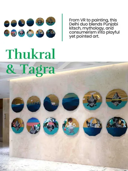 A playful yet pointed installation by the Delhi duo Thukral & Tagra, blending Punjabi kitsch, mythology, and consumerism. This was curated for a public space in the Four Seasons Hotel.