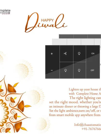 Happy Diwali from our team. Lighten up your house this festival season with our complete home automation, allowing you to set the perfect light ambiance for your celebrations from our smart mobile app.