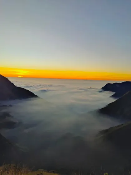 The sunrise over the valley of clouds, a truly unforgettable sight.
