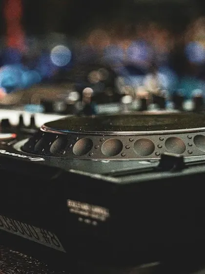 A close-up of my Pioneer deck during a set at SummerStage. This is my instrument, where I blend tracks and create the sound for the party.