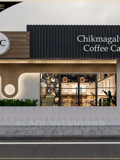 A brand's presence begins with its exterior. For this coffee cafe concept, I designed a striking facade that combines modern corrugated metal with warm wood accents and clear, backlit signage to create a powerful and welcoming first impression.