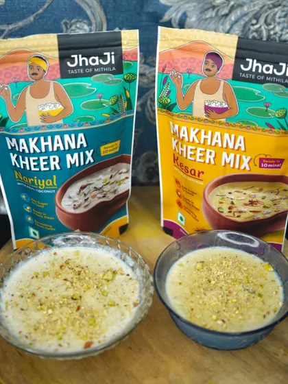 Here are our two stars, the Kesar and Nariyal Makhana Kheer. Each one offers a unique taste of tradition, ready for you to enjoy.