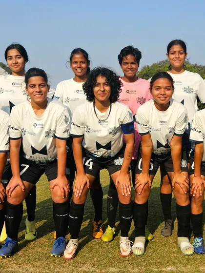 The Dream Team starting lineup, focused and ready for kickoff against She Kicks FA in the Women's Championship. A picture of unity and determination.