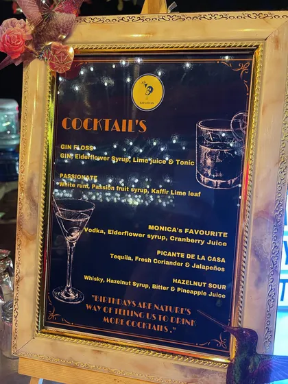 A beautifully framed and illuminated cocktail menu for a birthday party. The presentation of the menu itself is an important part of the overall bar experience I create.