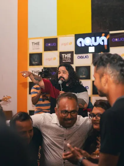 Getting up close and personal with the audience. We love to break the barrier between the stage and the dance floor.