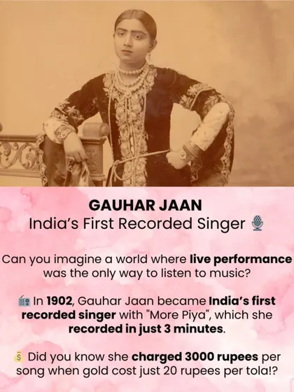 On Women's Day, we honor pioneers like Gauhar Jaan, India's first recorded singer. In 1902, she paved the way for future artists, reminding us of the powerful role women have always played in music.
