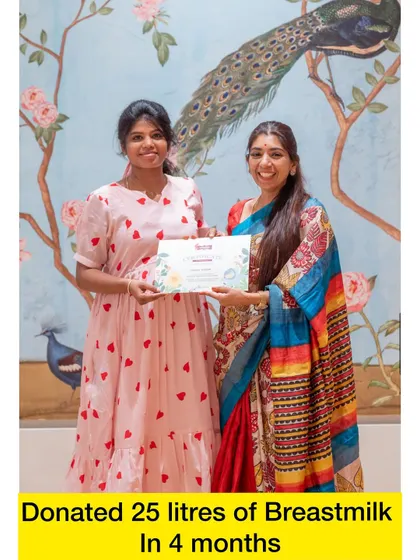 I am so proud of my student Madhu, who donated 25 litres of breastmilk in just four months. This incredible gift can provide over 800 feeds for babies in the NICU. It shows the amazing capacity of a mother's body and the power of giving.