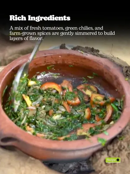 A mix of fresh tomatoes, green chilies, and farm-grown spices are gently simmered in the clay pot to build layers of flavour for the dal.