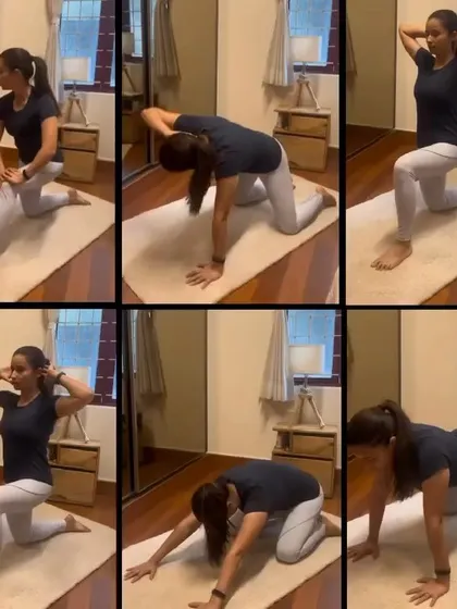 This collage shows my go-to mobility routine. Just a few minutes a day doing these stretches can transform how you feel and move.