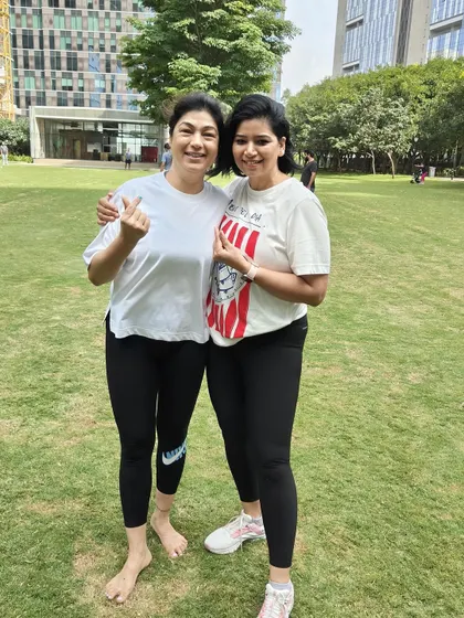 The connections we build are just as important as the poses. Here I am with one of my amazing students after a wonderful outdoor yoga session.