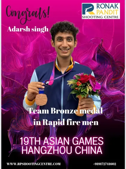We congratulate our shooter Adarsh Singh on securing a Team Bronze medal in the Rapid Fire Men event at the 19th Asian Games in Hangzhou. His performance is an inspiration to all aspiring rapid-fire pistol specialists.
