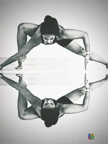 As a teacher, I see yoga as a sacred responsibility. This hip-opening shape, reflected in the floor, highlights the importance of alignment and creating clean lines in our practice.