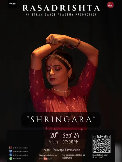 The 'Shringara' rasa, or the emotion of love and beauty, is explored in this captivating poster for our 'Rasadrishta' production.
