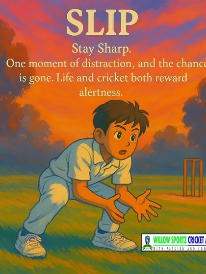 The lesson from slip: alertness. We train our players to stay sharp because in cricket, one moment of distraction can mean a lost chance.